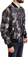 Black Silver Puppi Motive Bomber Jacket 2