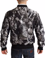 Black Silver Puppi Motive Bomber Jacket 3