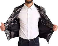 Black Silver Puppi Motive Bomber Jacket 5