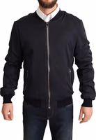 Blue Silk Coat Short Bomber Men Jacket 1
