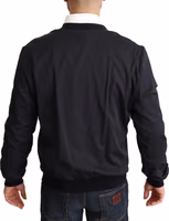 Blue Silk Coat Short Bomber Men Jacket 3