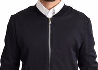 Blue Silk Coat Short Bomber Men Jacket 4