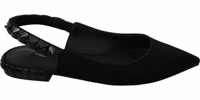 Black Flats Slingback Charmeuse Shoes