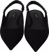 Black Flats Slingback Charmeuse Shoes 5
