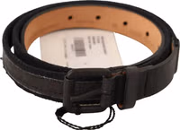 Black Leather Logo Buckle Waist Women Belt 2