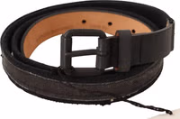 Black Leather Logo Buckle Waist Women Belt 3