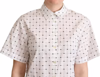 White Polka Dot Cotton Collared Shirt Top 4