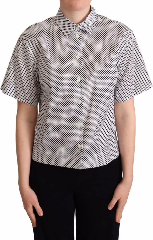 Black Polka Dot Collared Shirt White