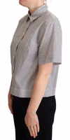 Black Polka Dot Collared Shirt White 2