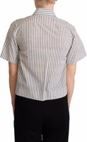 White Black Striped Collared Shirt 2