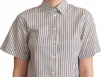 White Black Striped Collared Shirt 3