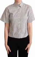 White Black Striped Collared Shirt 4