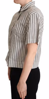 White Black Striped Shirt Blouse Top 1