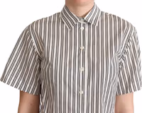 White Black Striped Shirt Blouse Top 3