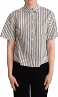 White Black Striped Shirt Blouse Top 4