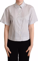 White Gray Polka Dots Collared Button Shirt 1