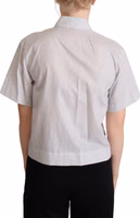 White Gray Polka Dots Collared Button Shirt 3