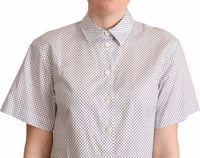 White Gray Polka Dots Collared Button Shirt 4