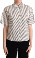 White Dotted Collared Blouse Shirt 1