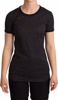 Black Dotted Crewneck  Cotton T-shirt 1