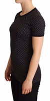 Black Dotted Crewneck  Cotton T-shirt 2