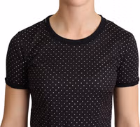 Black Dotted Crewneck  Cotton T-shirt 4