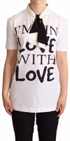 White Cotton Silk Blend Ascot Collar T-shirt 1