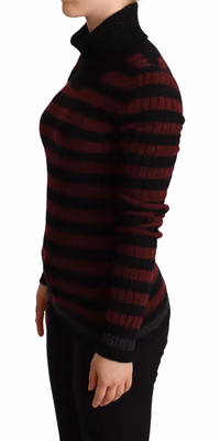 Black Red Striped Wool Pullover Sweater
