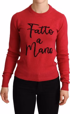 Pink Embroidered Cashmere Wool Pullover Sweater