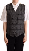 Gray Wool Leopard Print Waistcoat Vest 1