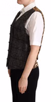 Gray Wool Leopard Print Waistcoat Vest 2