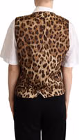 Gray Wool Leopard Print Waistcoat Vest 3