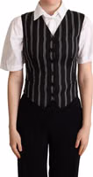 Black Striped Leopard Print Waistcoat Vest 1