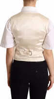 Beige Silk Sleeveless Waistcoat Vest 3