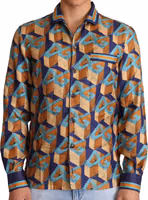 Multicolor DG Logo Silk Mens Top Shirt 1