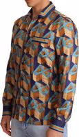 Multicolor DG Logo Silk Mens Top Shirt 2