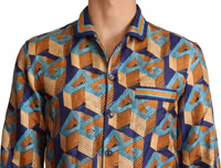 Multicolor DG Logo Silk Mens Top Shirt 4