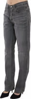 Gray Washed Mid Waist Straight Denim Pants Jeans 3