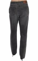 Gray Washed Mid Waist Straight Denim Pants Jeans 4