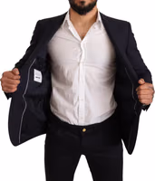 Navy Blue Wool Slim Fit MARTINI Blazer 4