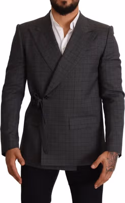 Gray Check Wool Slim Fit Blazer Jacket