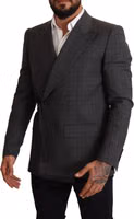 Gray Check Wool Slim Fit Blazer Jacket 2