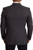 Gray Check Wool Slim Fit Blazer Jacket 3