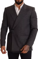 Gray Check Wool Slim Fit Blazer Jacket 5