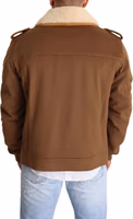 Brown Double Breasted Shearling Coat Jacket 3