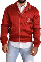 Red Silk Button DG Logo Bomber Jacket 1