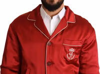 Red Silk Button DG Logo Bomber Jacket 4