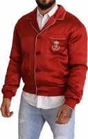 Red Silk Button DG Logo Bomber Jacket 5