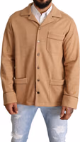 Brown Cotton Button Collared Coat Jacket 5