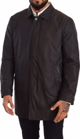 Black Polyester Mens Trench Coat Jacket 5